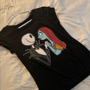 Disney Black Tee with Jack and Sally Design
